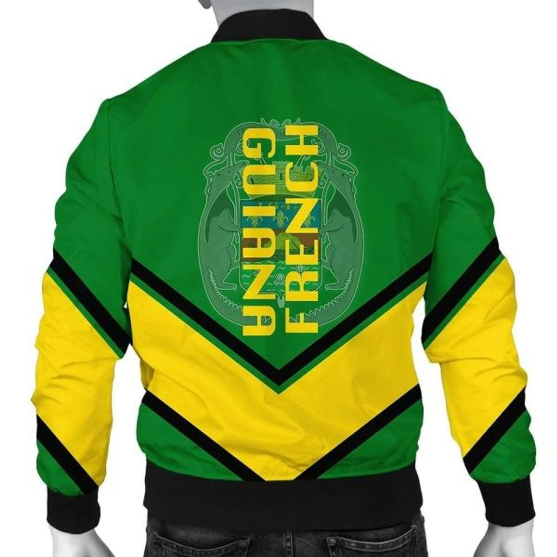 FUNSTUFFPRINT French Guiana Coat Of Arms Men Bomber Jacket Lucian Style Bomber Jacket