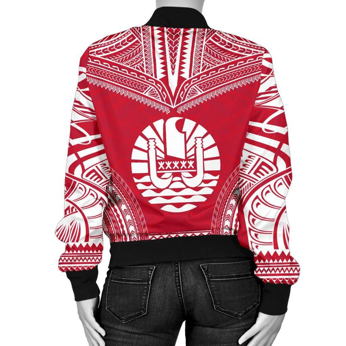 FUNSTUFFPRINT French Polynesia Flag Polynesian Chief Women'S 3D Bomber Jacket