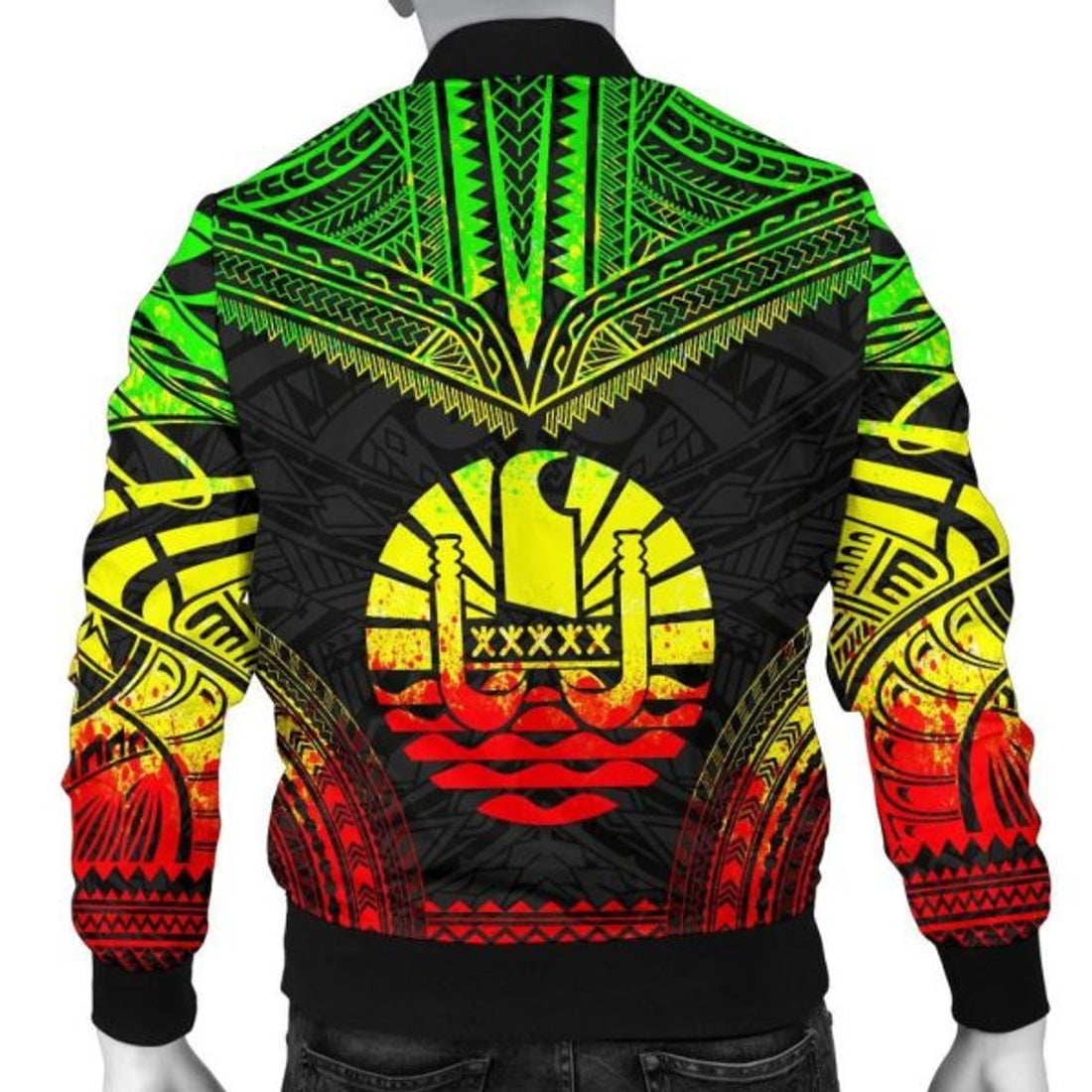 FUNSTUFFPRINT French Polynesia Polynesian Chief Men's Bomber Jacket - Reggae Version - Bomber Jacket