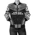 FUNSTUFFPRINT French Polynesia Polynesian Chief Women'S Bomber Jacket - Black Version -