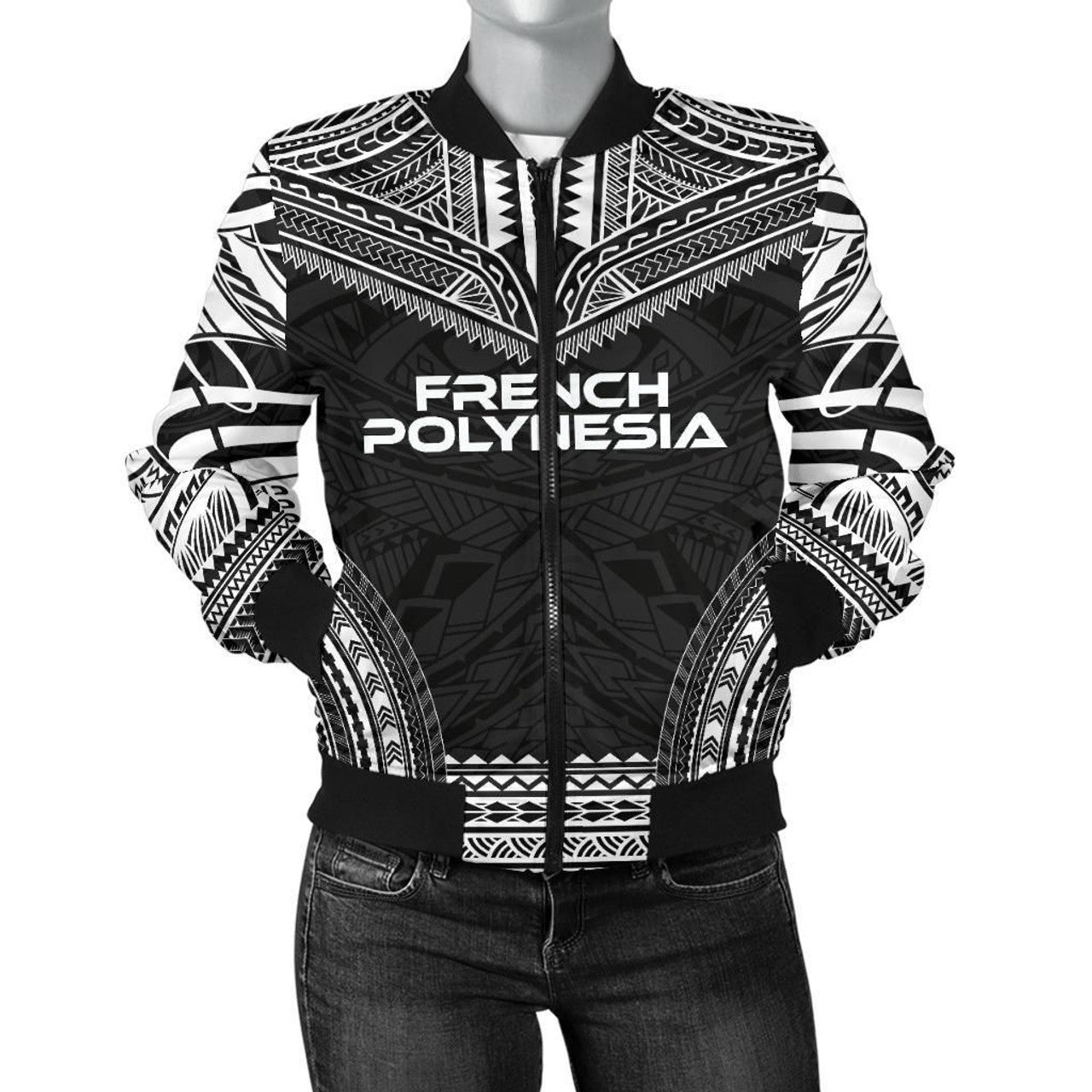 FUNSTUFFPRINT French Polynesia Polynesian Chief Women'S 3D Bomber Jacket