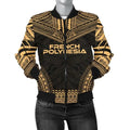 FUNSTUFFPRINT French Polynesia Polynesian Chief Women'S Bomber Jacket - Gold Version - Bomber Jacket