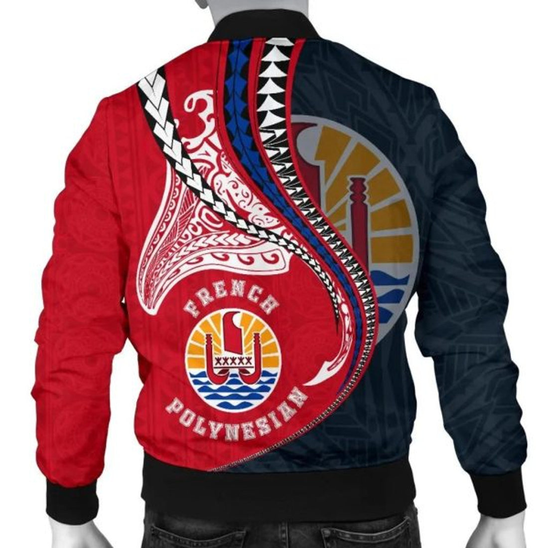 FUNSTUFFPRINT French Polynesian Men's Bomber Jacket Manta Polynesian Bomber Jacket