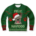 FUNSTUFFPRINT French Bulldog Feliz Navidog Ugly Christmas Sweater, Christmas Sweater, Ugly Sweater, Funny Xmas Sweaters Ugly Sweater