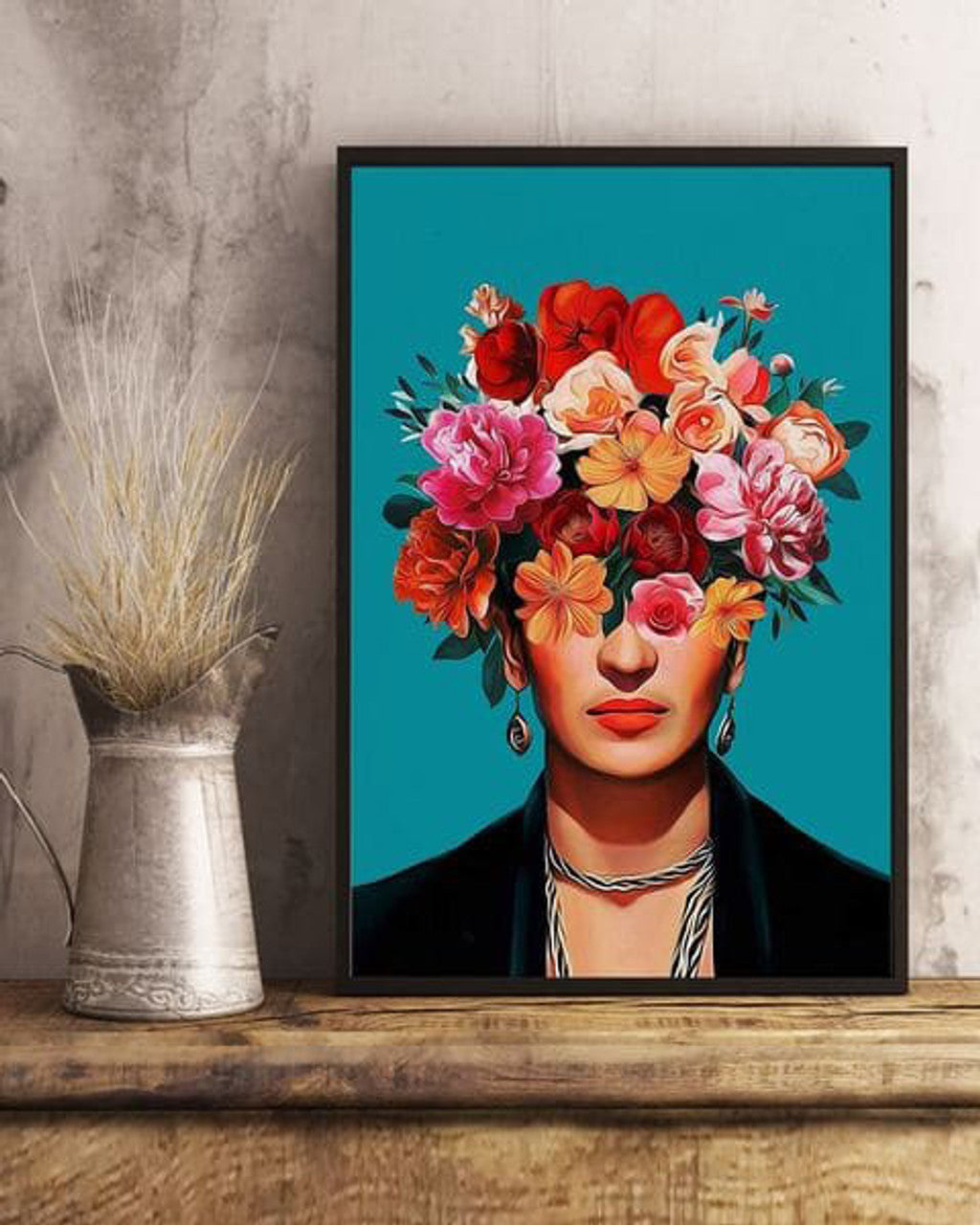Frida Kahlo, Frida Kahlo Poster, Wall Art Decor, Flower Frida Kahlo Poster and Canvas