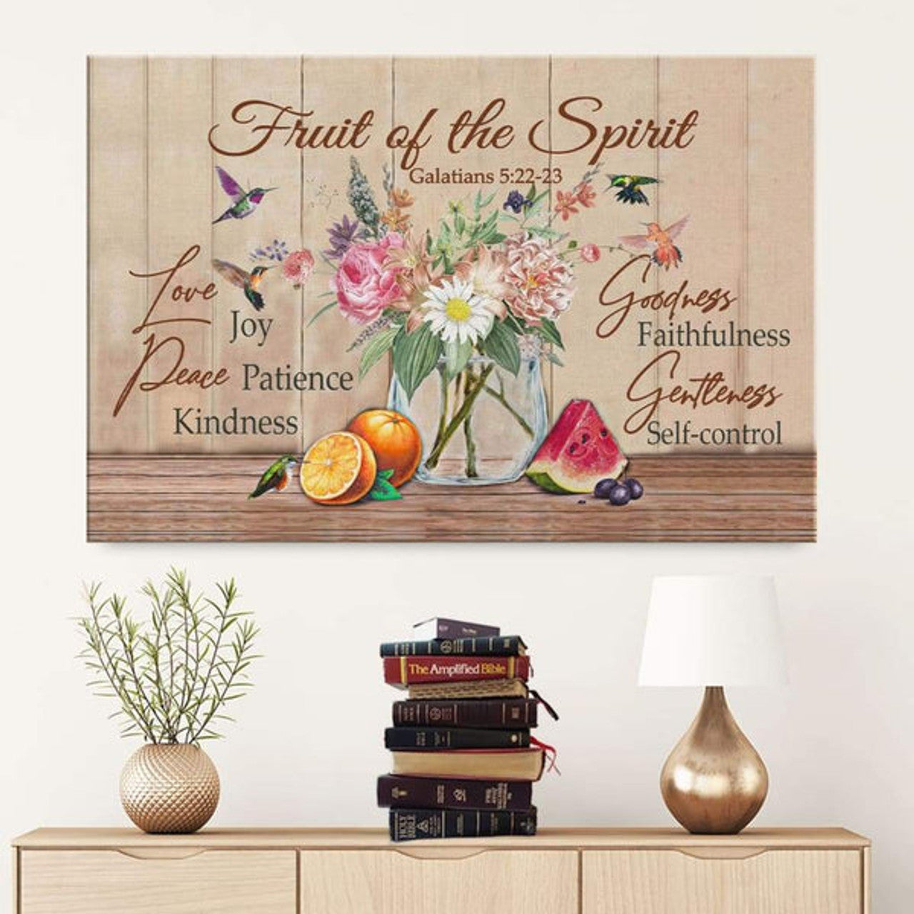 Fruit Of The Spirit Galatians 522-23 Bible Verse Wall Art Canvas - Religious Wall Decor
