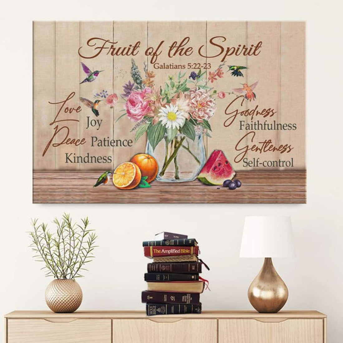 Fruit Of The Spirit Galatians 522-23 Bible Verse Wall Art Canvas - Religious Wall Decor