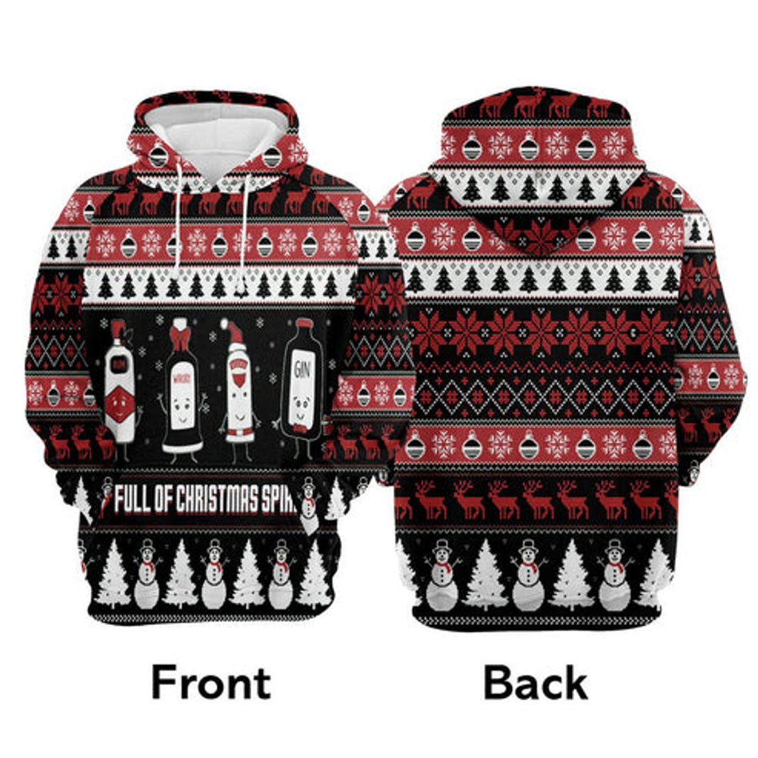 FUNSTUFFPRINT 3D Full Of Christmas Spirits All Over 3D Hoodie and Zip Hoodie