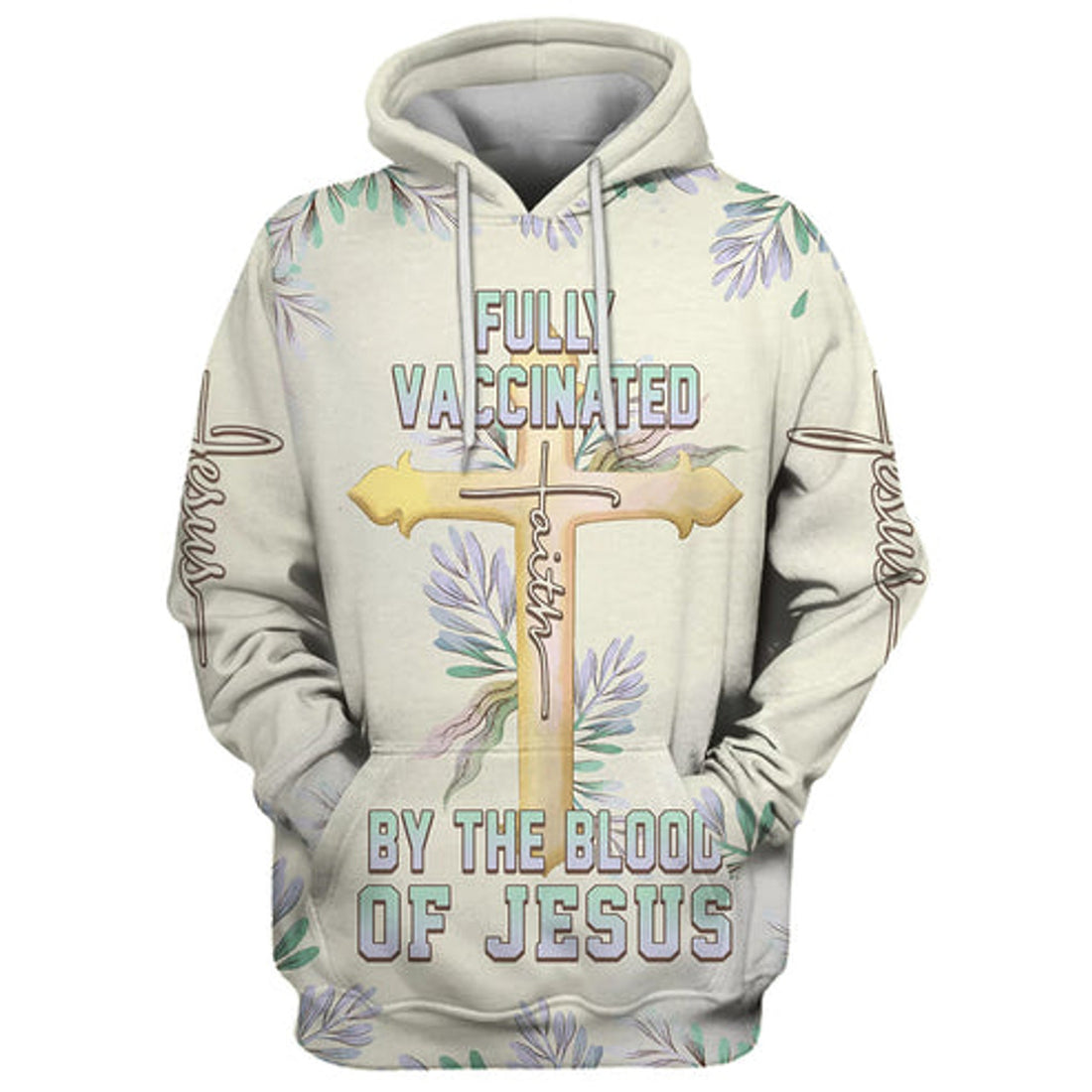 FUNSTUFFPRINT 3D Fully Vaccinated By The Blood Of Jesus Cross Faith 3D Hoodie and Zip Hoodie