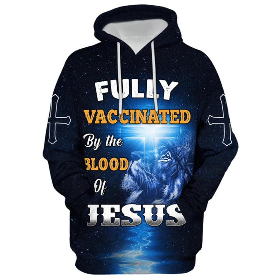FUNSTUFFPRINT 3D Fully Vaccinated By The Blood Of Jesus Hoodie - Men & Women Christian 3D Hoodie and Zip Hoodie