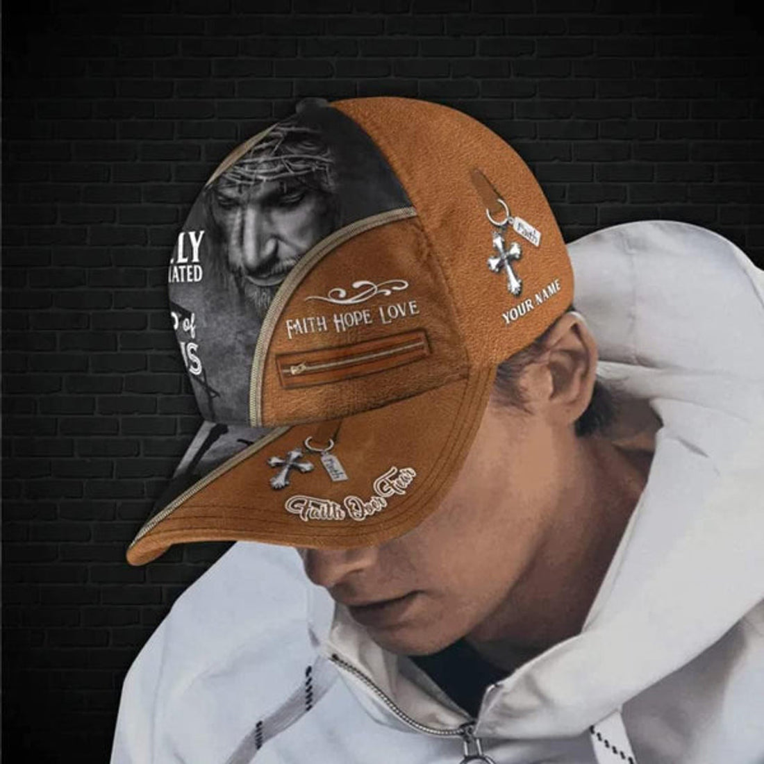 FUNSTUFFPRINT Fully Vaccinated By The Blood Of Jesus On The Cross Custom Name Baseball Cap - Christian Hats for Men and Women
