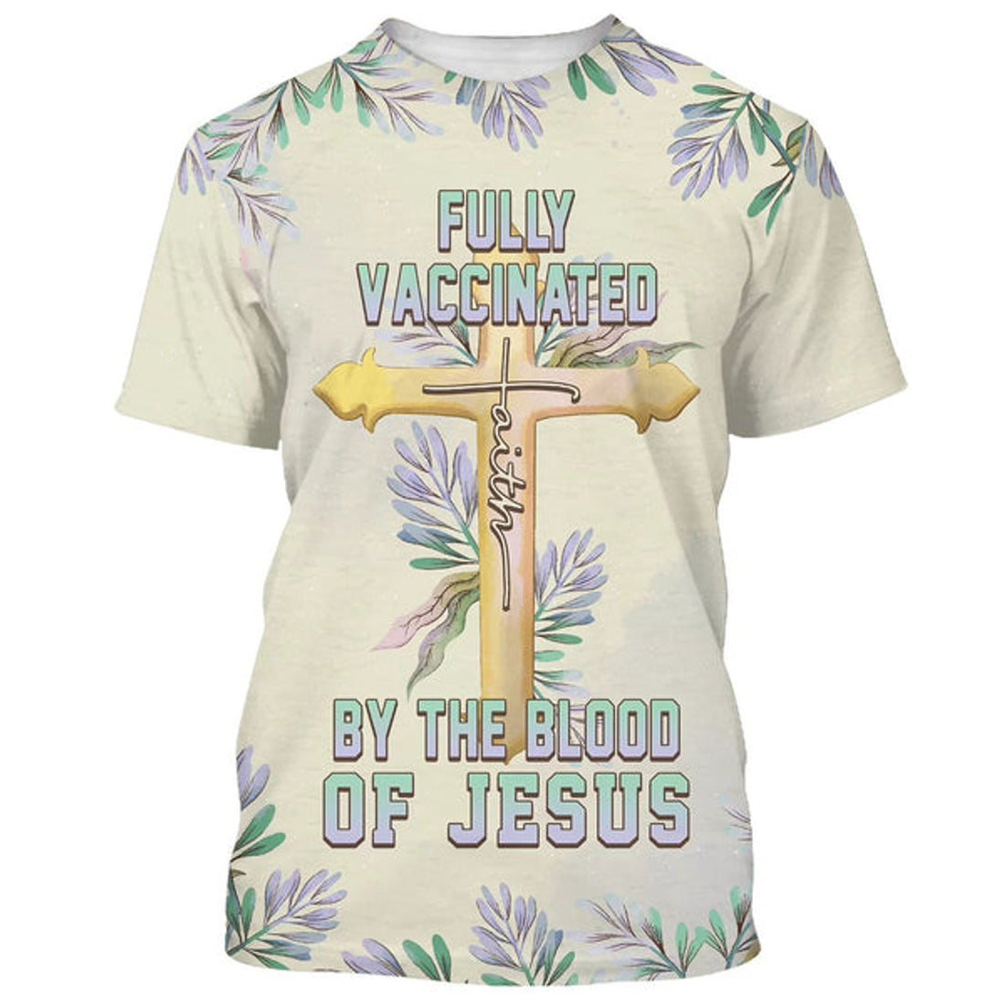 FUNSTUFFPRINT Fully Vaccinates By The Blood Of Jesus 3D T-Shirts - Christian Shirts For Men&Women 3D T-shirt