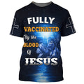 FUNSTUFFPRINT Fully Vaccinates By The Blood Of Jesus Lion Cross 3D All Over Printed Shirt for Men and Women 3D T-shirt