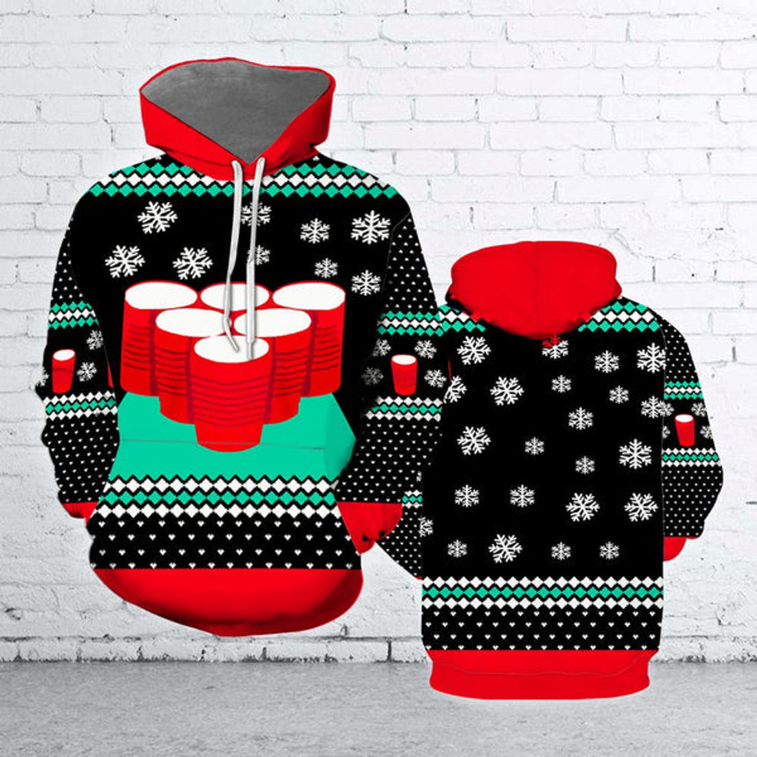 FUNSTUFFPRINT 3D Fun Cups Christmas All Over 3D Hoodie and Zip Hoodie