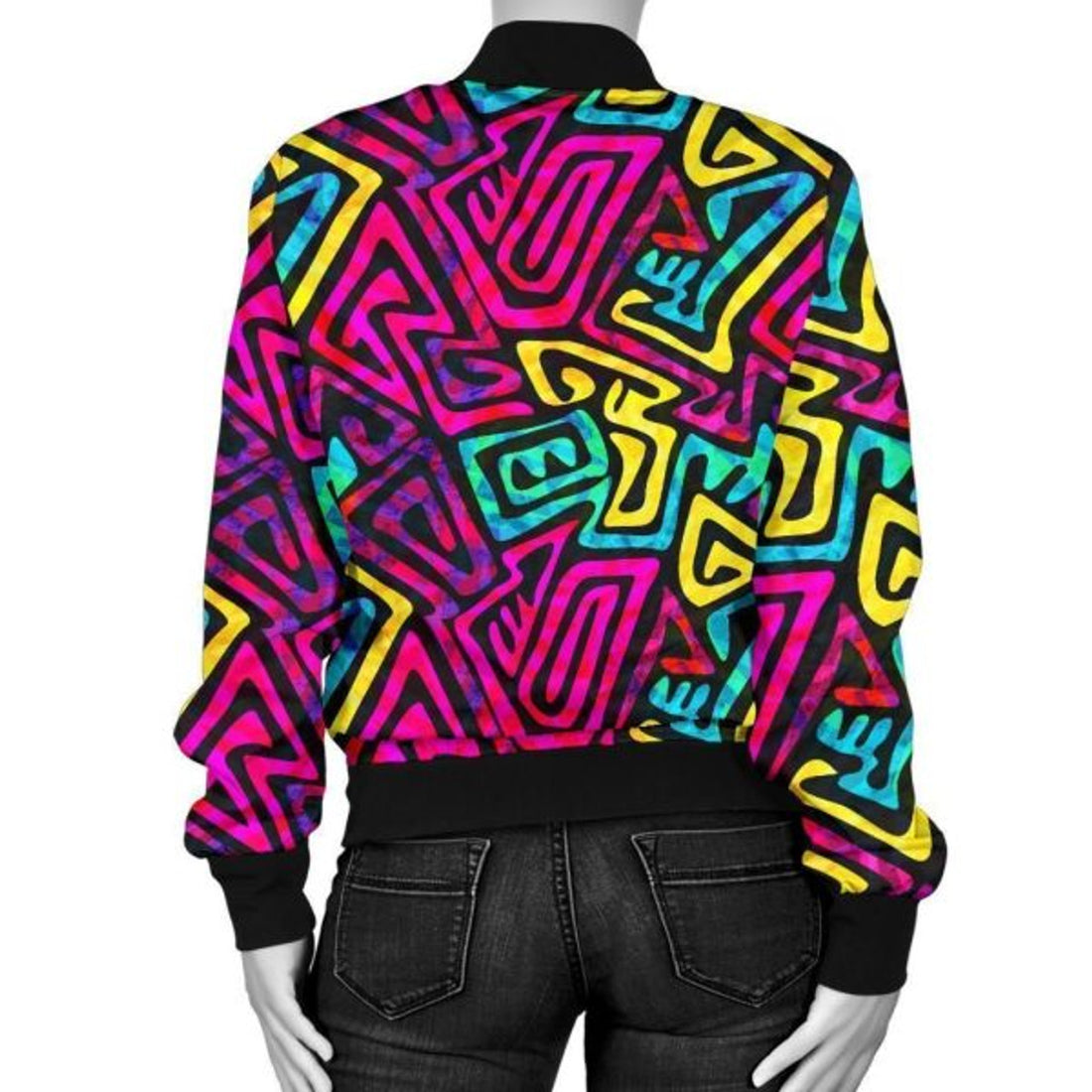 FUNSTUFFPRINT Funky Pattern Print Women Casual Bomber Jacket