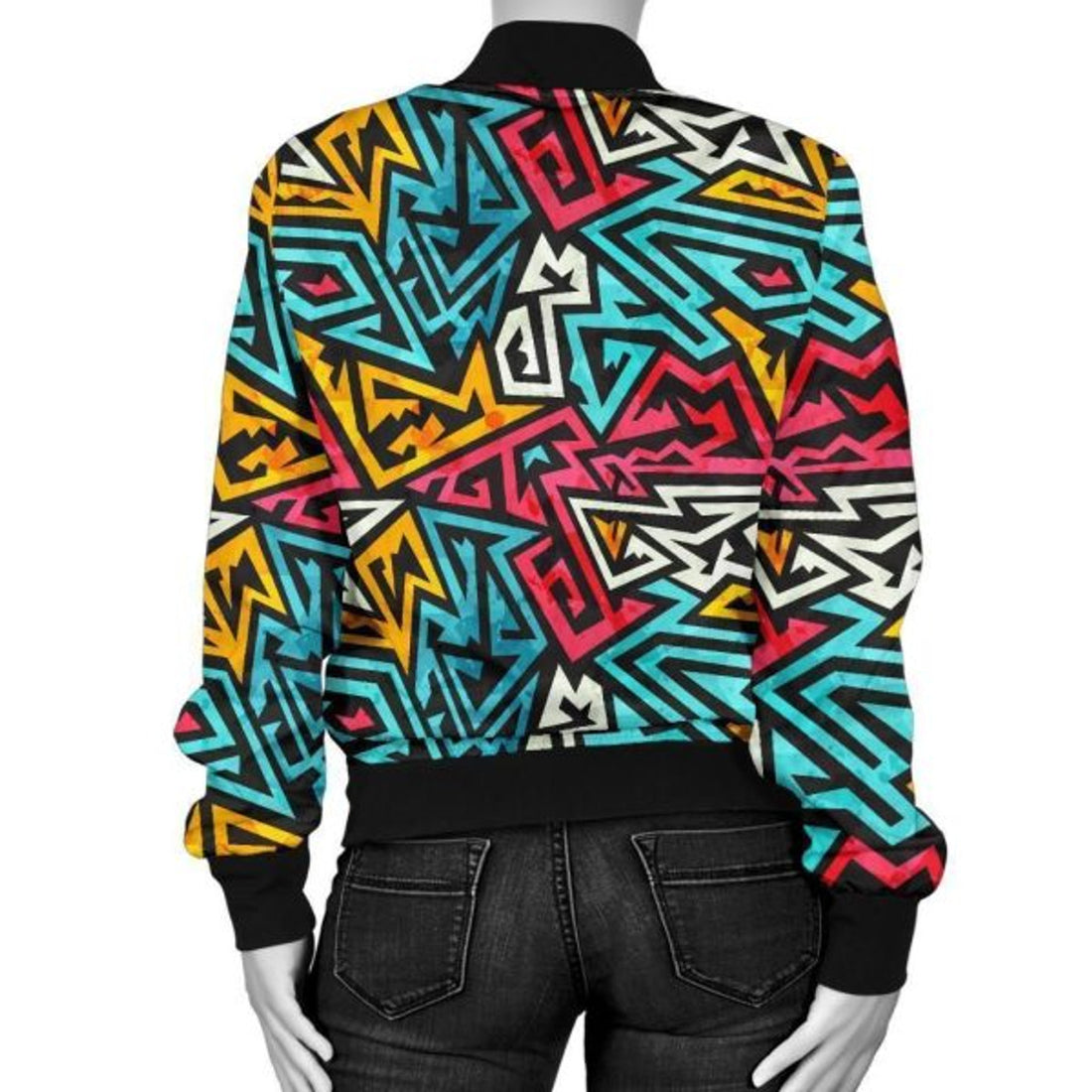 FUNSTUFFPRINT Funky Print Pattern Women Casual Bomber Jacket