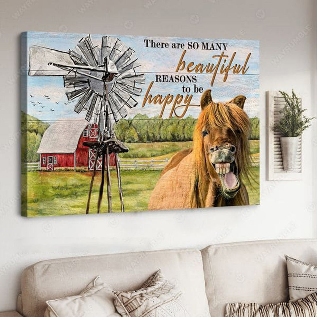 Funny Horse, There Are So Many Beautiful Reasons To Be Happy, Horse Poster, Farmers Gift Poster and Canvas