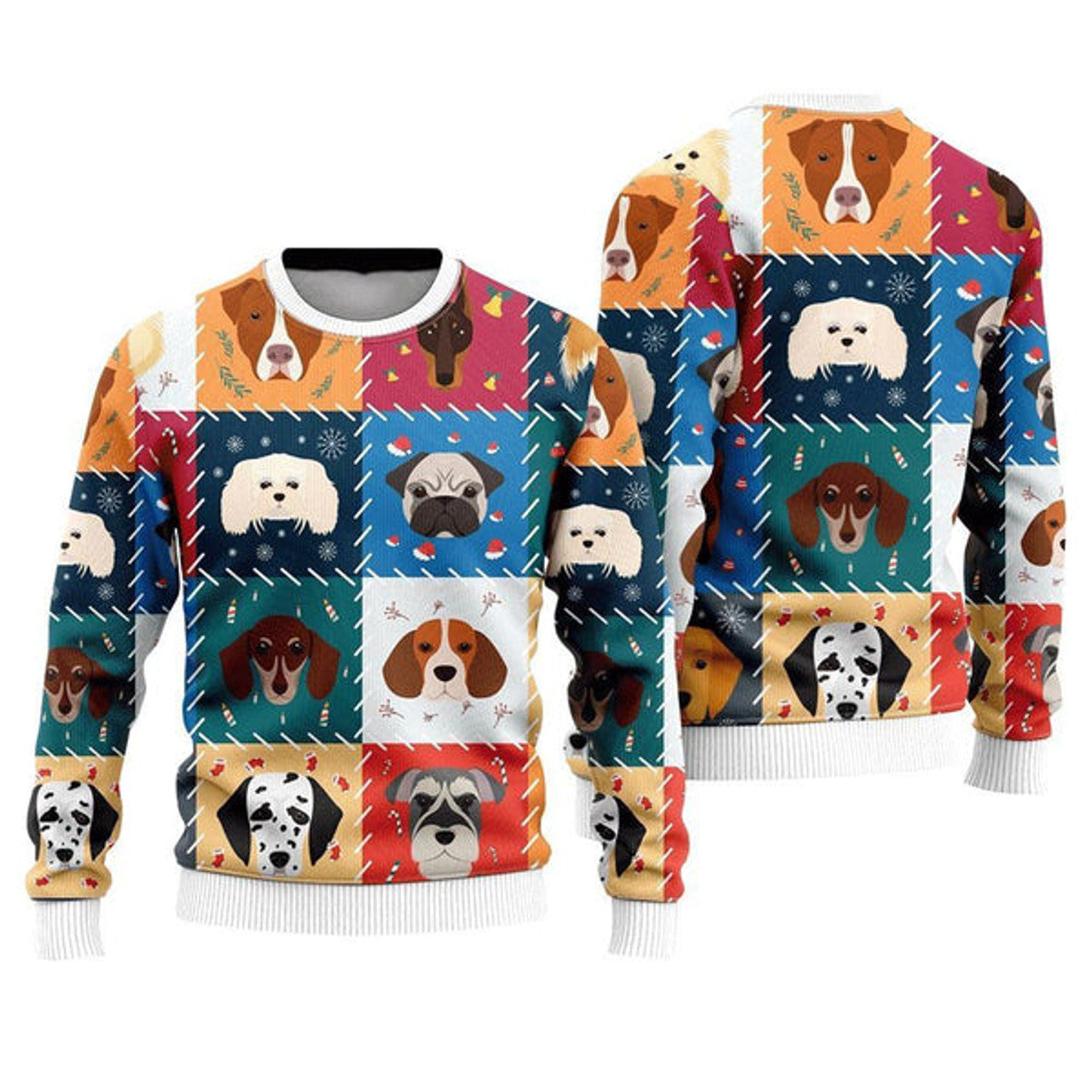 FUNSTUFFPRINT Funny Cartoon Dog Face Christmas Ugly Christmas Sweater For Men And Women, Gift For Christmas, Best Winter Christmas Outfit Ugly  Sweater