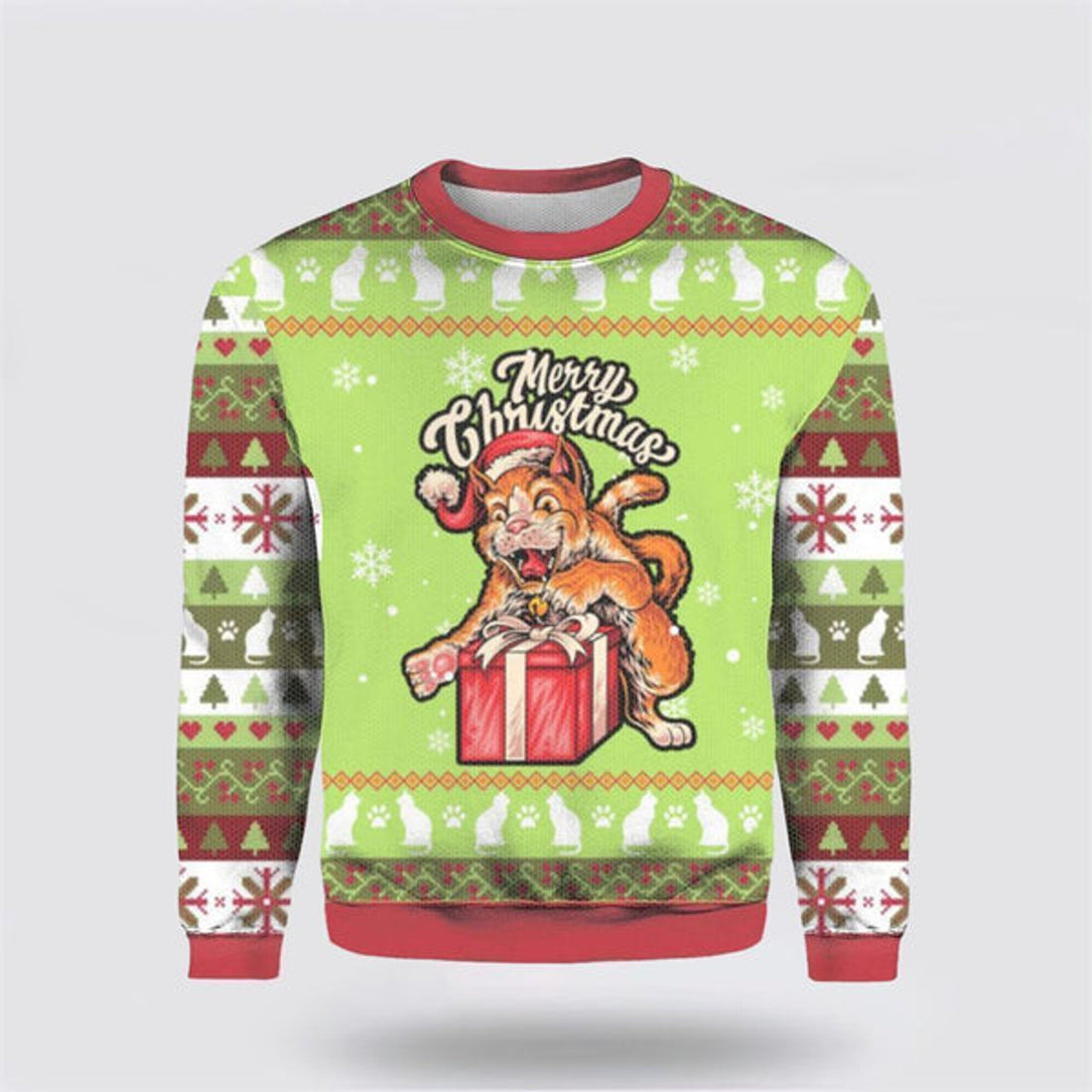 FUNSTUFFPRINT Funny Cat Merry Christmas Ugly Christmas Sweater For Men And Women, Best Gift For Christmas, Christmas Fashion Winter  Ugly  Sweater