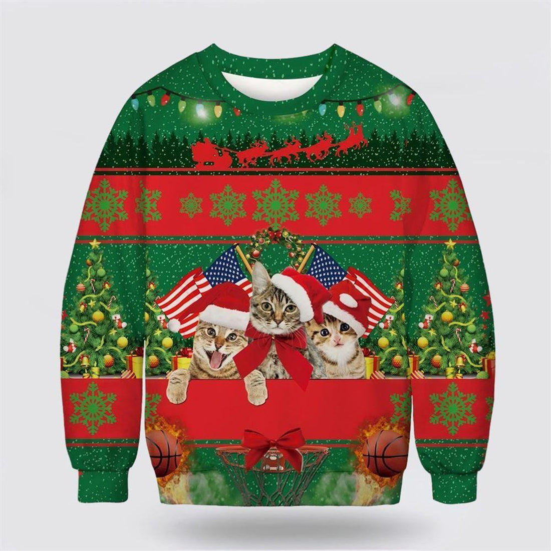 FUNSTUFFPRINT Funny Cat Ugly Christmas Sweater – Cat Lover Christmas Sweater Ugly  Sweater