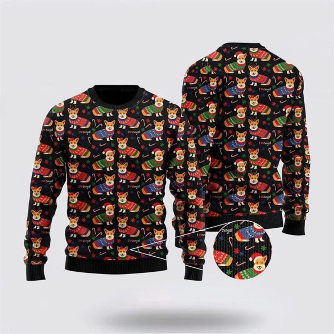 FUNSTUFFPRINT Funny Corgi Dog Lover Ugly Christmas Sweater For Men And Women, Gift For Christmas, Best Winter Christmas Outfit Ugly  Sweater