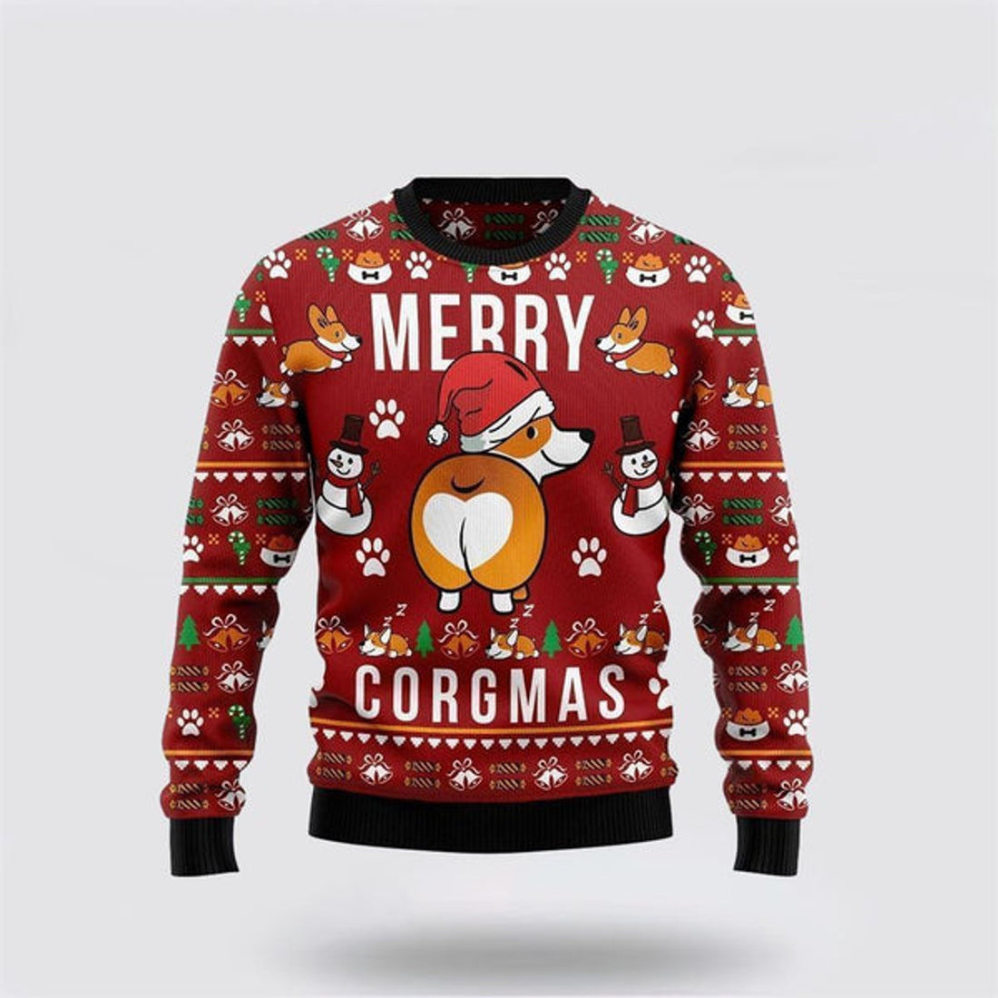 FUNSTUFFPRINT Funny Corgi Dog Merry X-mas Ugly Christmas Sweater For Men And Women, Gift For Christmas, Best Winter Christmas Outfit Ugly  Sweater