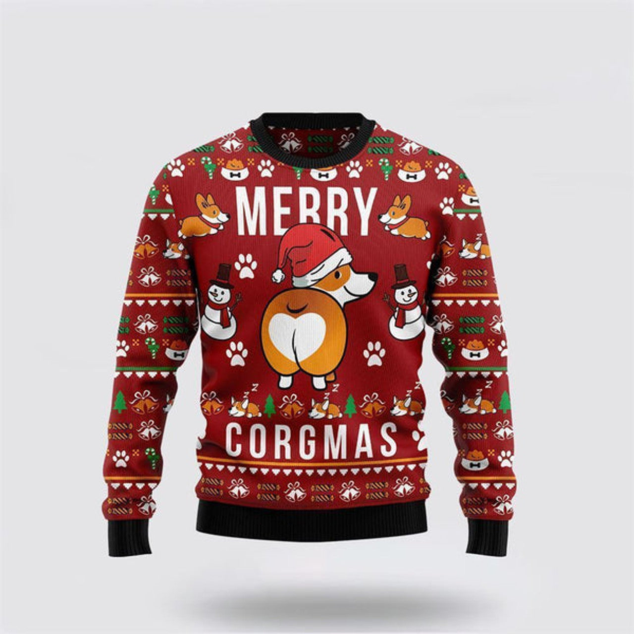 FUNSTUFFPRINT Funny Corgi Merry Corgmas 3D Ugly Christmas Sweater For Men And Women, Gift For Christmas, Best Winter Christmas Outfit Sweater