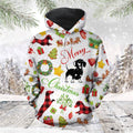 FUNSTUFFPRINT 3D Funny Dachshund Christmas All Over 3D Hoodie and Zip Hoodie