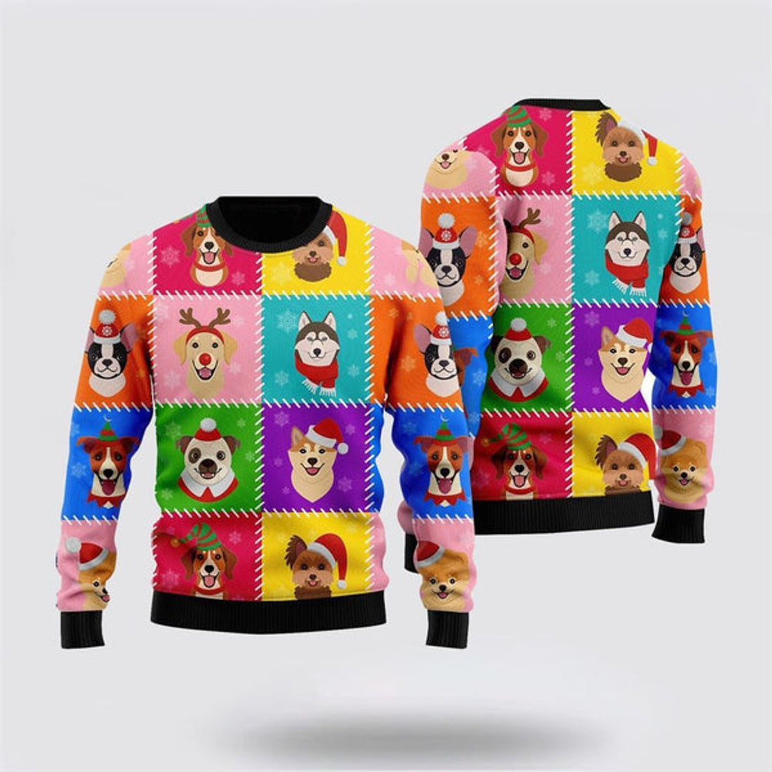 FUNSTUFFPRINT Funny Dog Breeds Face Christmas Ugly Christmas Sweater For Men And Women, Gift For Christmas, Best Winter Christmas Outfit Ugly Sweater