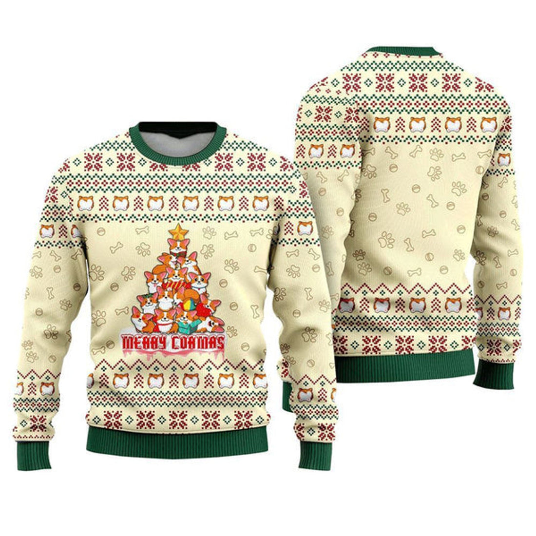 FUNSTUFFPRINT Funny Dog Merry Corgmas Tree Ugly Christmas Sweater For Men And Women, Gift For Christmas, Best Winter Christmas Outfit Ugly Sweater