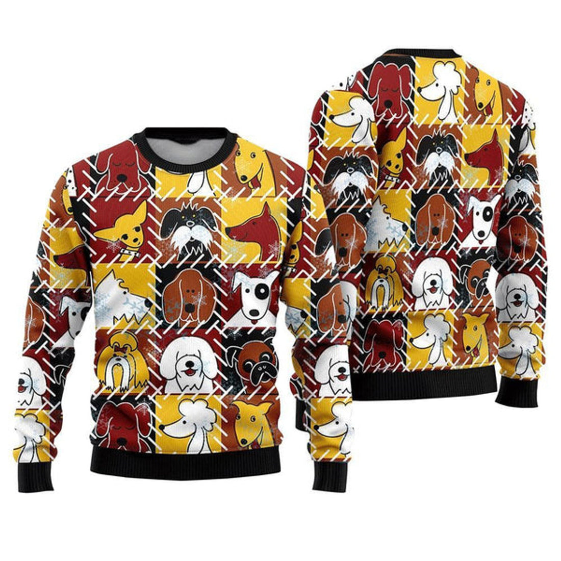FUNSTUFFPRINT Funny Dog Sad Face Christmas Ugly Christmas Sweater For Men And Women, Gift For Christmas, Best Winter Christmas Outfit Ugly Sweater