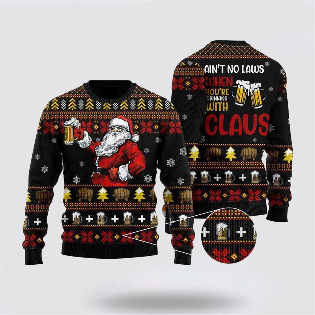 FUNSTUFFPRINT Funny Drinking With Claus Ugly Christmas Sweater For Christmas – Christmas Gifts For Frends Ugly  Sweater