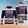 FUNSTUFFPRINT Funny Jesus Has Your Back Jiu Jitsu Ugly Christmas Sweater For Men & Women - Best Gift For Christian Ugly  Sweater