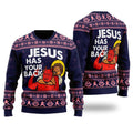 FUNSTUFFPRINT Funny Jesus Has Your Back Ugly Christmas Sweater For Men & Women - Best Gift For Christian - Christian Shirt Ugly Sweater