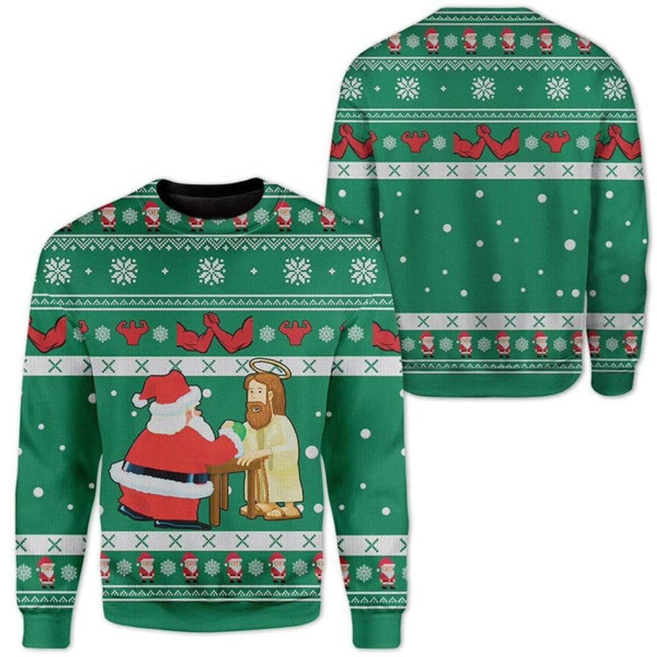 FUNSTUFFPRINT Funny Jesus & Santa Ugly Christmas Sweater For Men & Women - Best Gift For Christian - Christian Shirt Ugly  Sweater