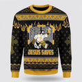 FUNSTUFFPRINT Funny Jesus Saves Ugly Christmas Sweater – Christmas Gifts For Christian Ugly  Sweater