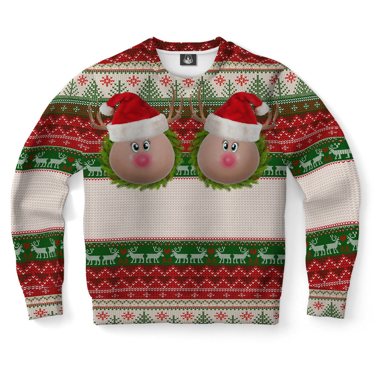 FUNSTUFFPRINT Funny Naughty Reindeer Ugly Christmas Sweater, Christmas Sweater, Ugly Sweater, Funny Xmas Sweaters Ugly Sweater