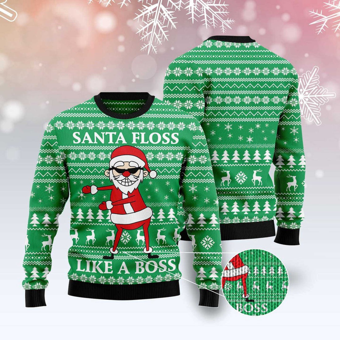 FUNSTUFFPRINT Funny Santa Claus Ugly Christmas Sweater, Christmas Sweater, Ugly Sweater, Funny Xmas Sweaters Ugly Sweater