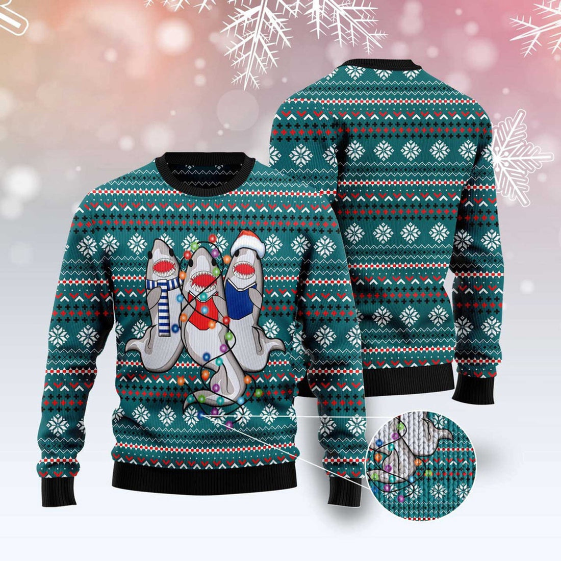 FUNSTUFFPRINT Funny Shark Ugly Christmas Sweater, Christmas Sweater, Ugly Sweater, Funny Xmas Sweaters Ugly Sweater