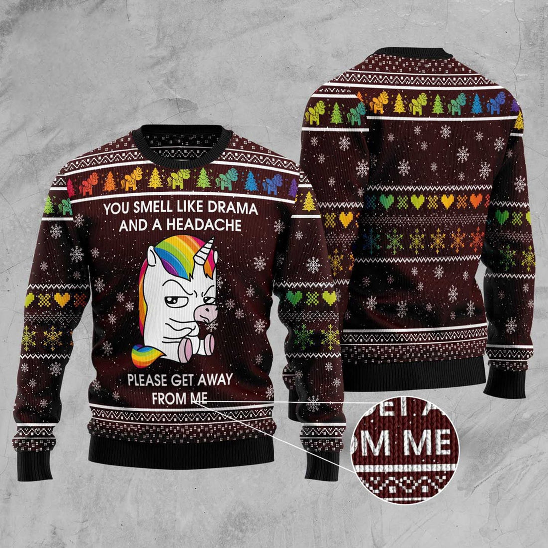 FUNSTUFFPRINT Funny Unicorn Ugly Christmas Sweater, Christmas Sweater, Ugly Sweater, Funny Xmas Sweaters Ugly Sweater
