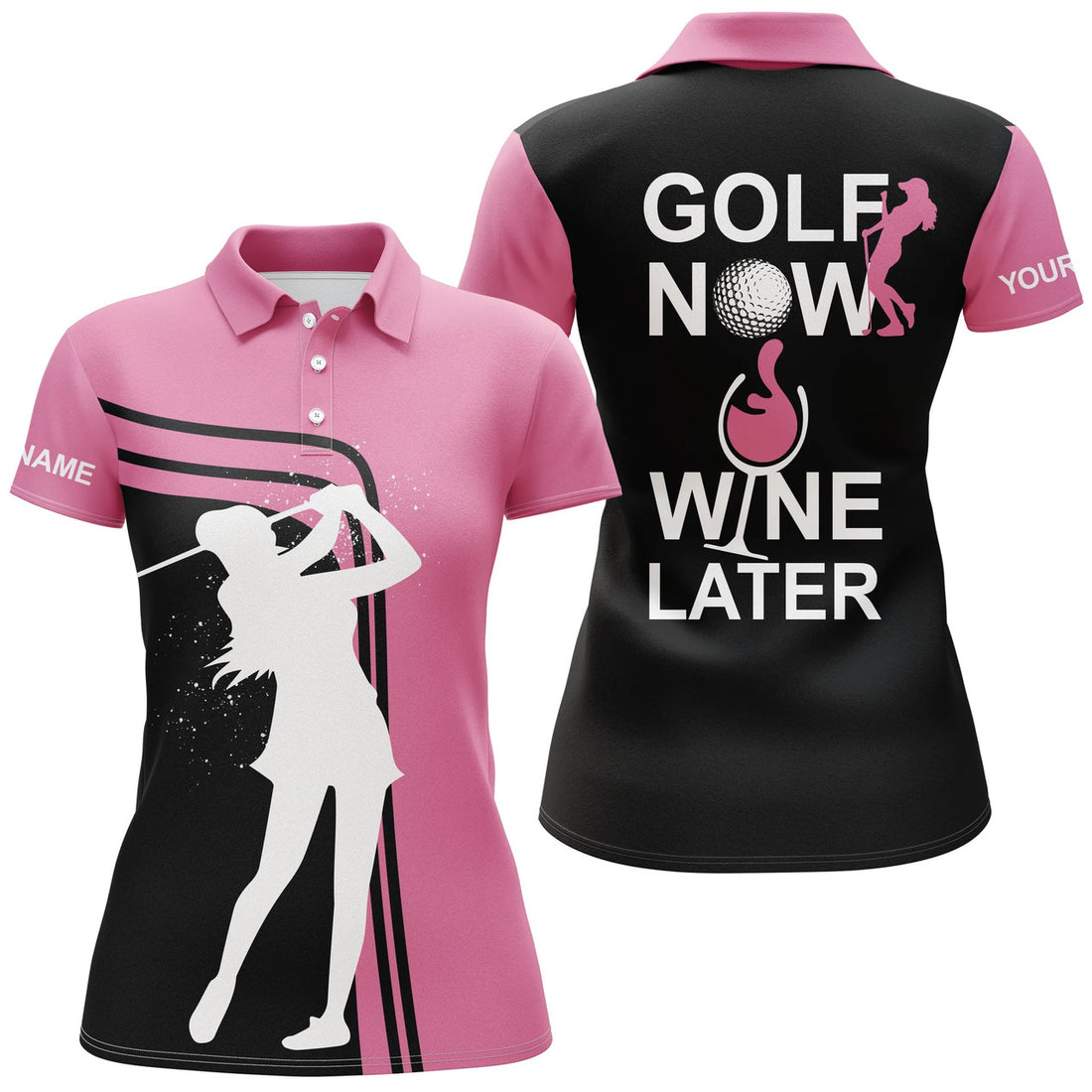 Custom Funny Golf Shirts For Women Custom Name Womens Golf Polo Shirt Golf Now Wine Later Women Golf Top, Perfect Gift For Women