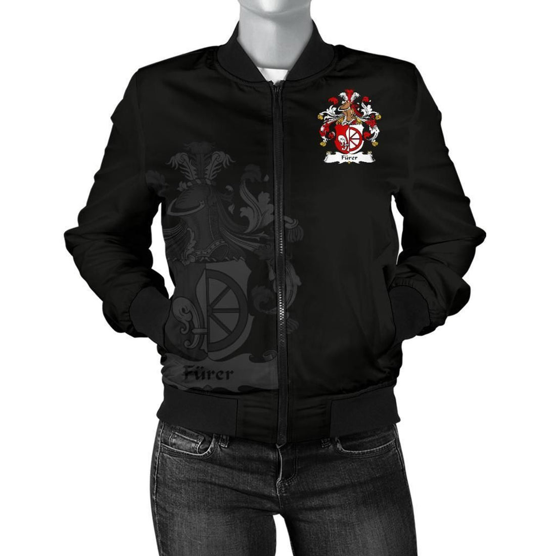 FUNSTUFFPRINT Furer Germany Men's Bomber Jacket - German Family Crest 3D Bomber Jacket