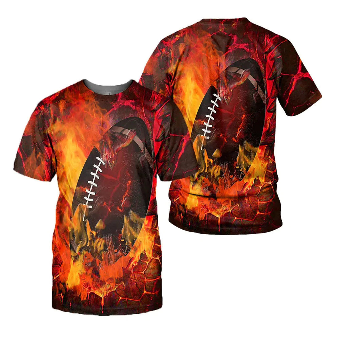 American Football Fire T-Shirt 3D All Over Printed Shirts For Football Lover