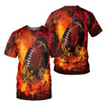 American Football Fire T-Shirt 3D All Over Printed Shirts For Football Lover