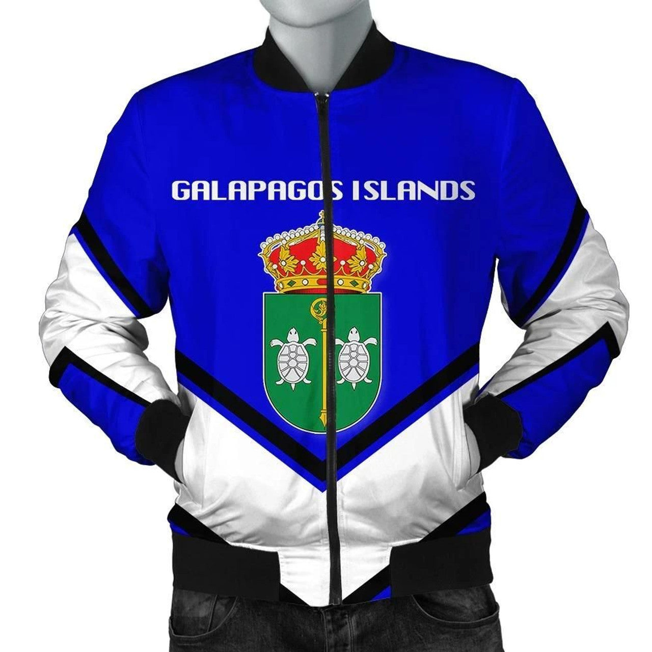 FUNSTUFFPRINT Galapagos Islands Coat Of Arms Men Bomber Jacket Lucian Style 3D Bomber Jacket