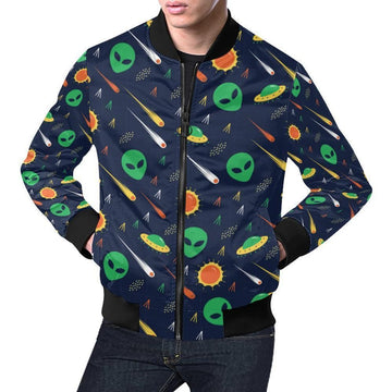 FUNSTUFFPRINT Galaxy Comet Alien Ufo Pattern Print Mens 3D Bomber Jacket