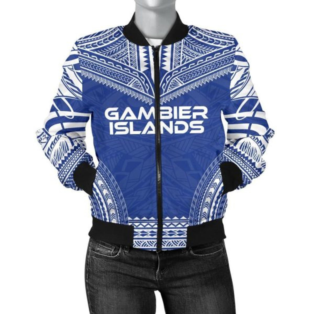 FUNSTUFFPRINT Gambier Islands Flag Polynesian Chief Women'S Bomber Jacket - Bomber Jacket