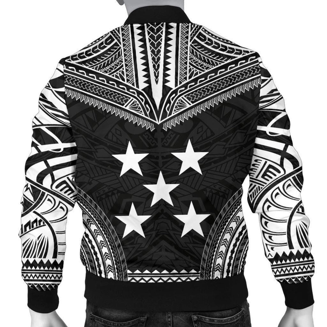 FUNSTUFFPRINT Gambier Islands Polynesian Chief Men's Bomber Jacket - Black Version 3D Bomber Jacket