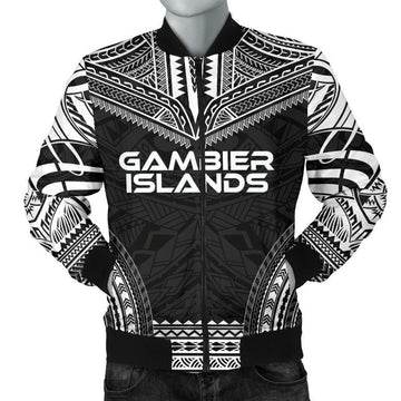 FUNSTUFFPRINT Gambier Islands Polynesian Chief Men's Bomber Jacket - Black Version 3D Bomber Jacket