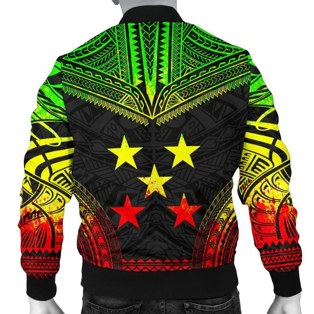 FUNSTUFFPRINT Gambier Islands Polynesian Chief Men's Bomber Jacket - Reggae Version 3D Bomber Jacket